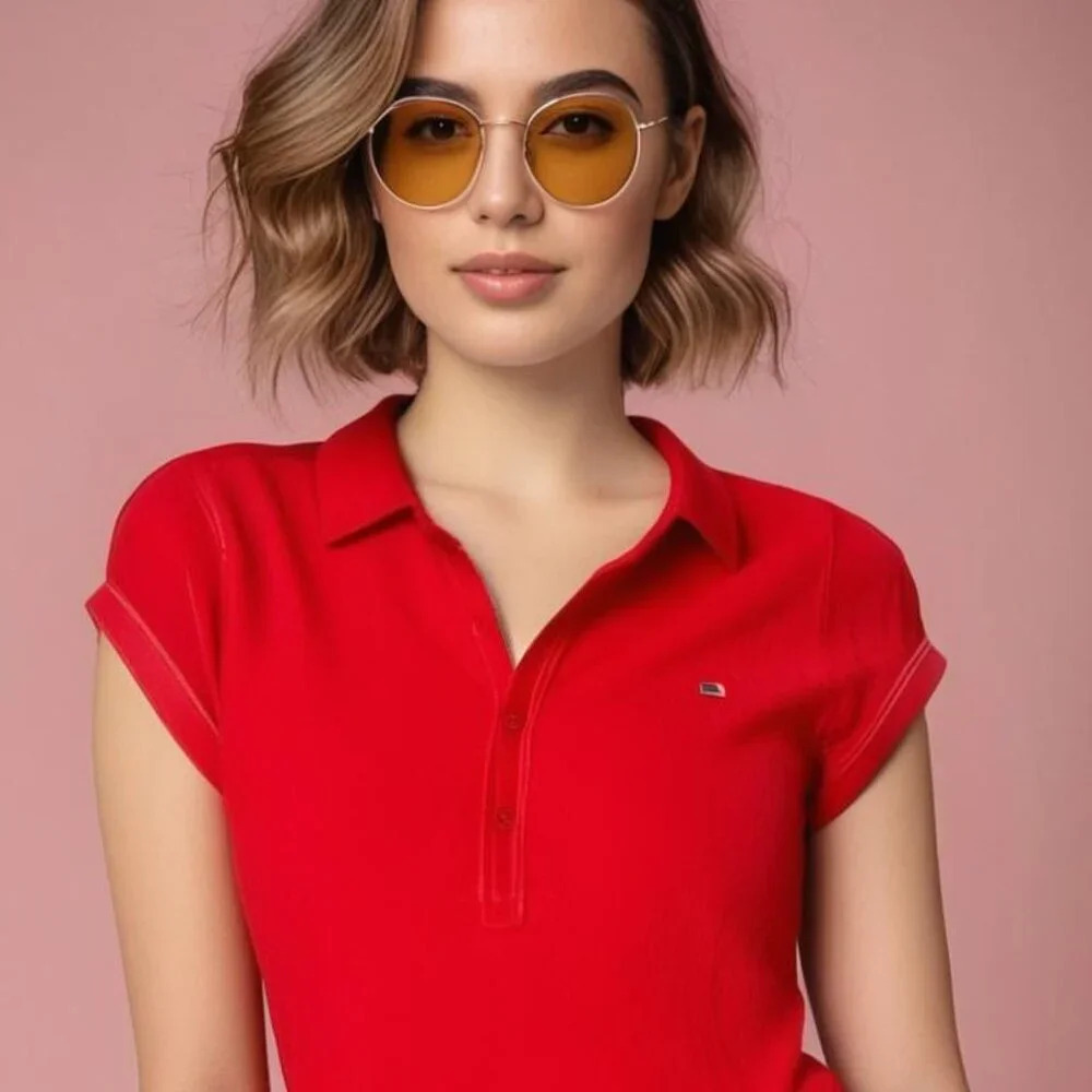 Tommy Hilifiger Women's Red Polo Size Medium‎